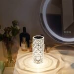 LED Crystal Touch Night Light Rose Diamond Table Lamp
